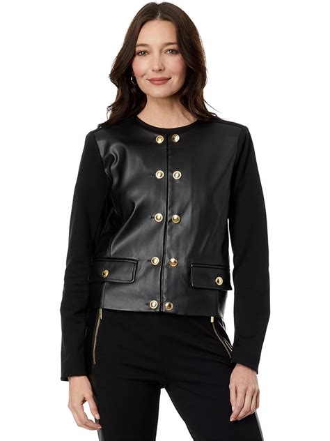 michael michael kors shirred sleeve boyfriend jacket black